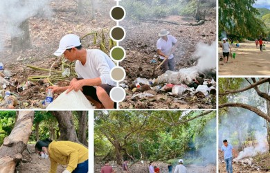 RA QUÂN THU DỌN RÁC TẠI BÃI ĐẦM TRẦU CÔN ĐẢO